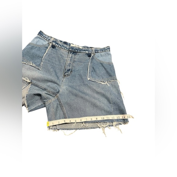 NWOT Ksenia Schnaider Shorts Womens Fringed Blue Denim High Waisted Size XL - Picture 10 of 15